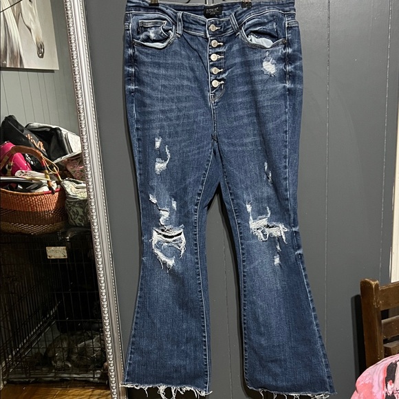 Judy Blue Denim - Judy Blue raw hem flare jeans